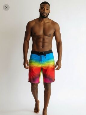 Hang Ten Size 32 Retro Rainbow 🌈 Board Shorts